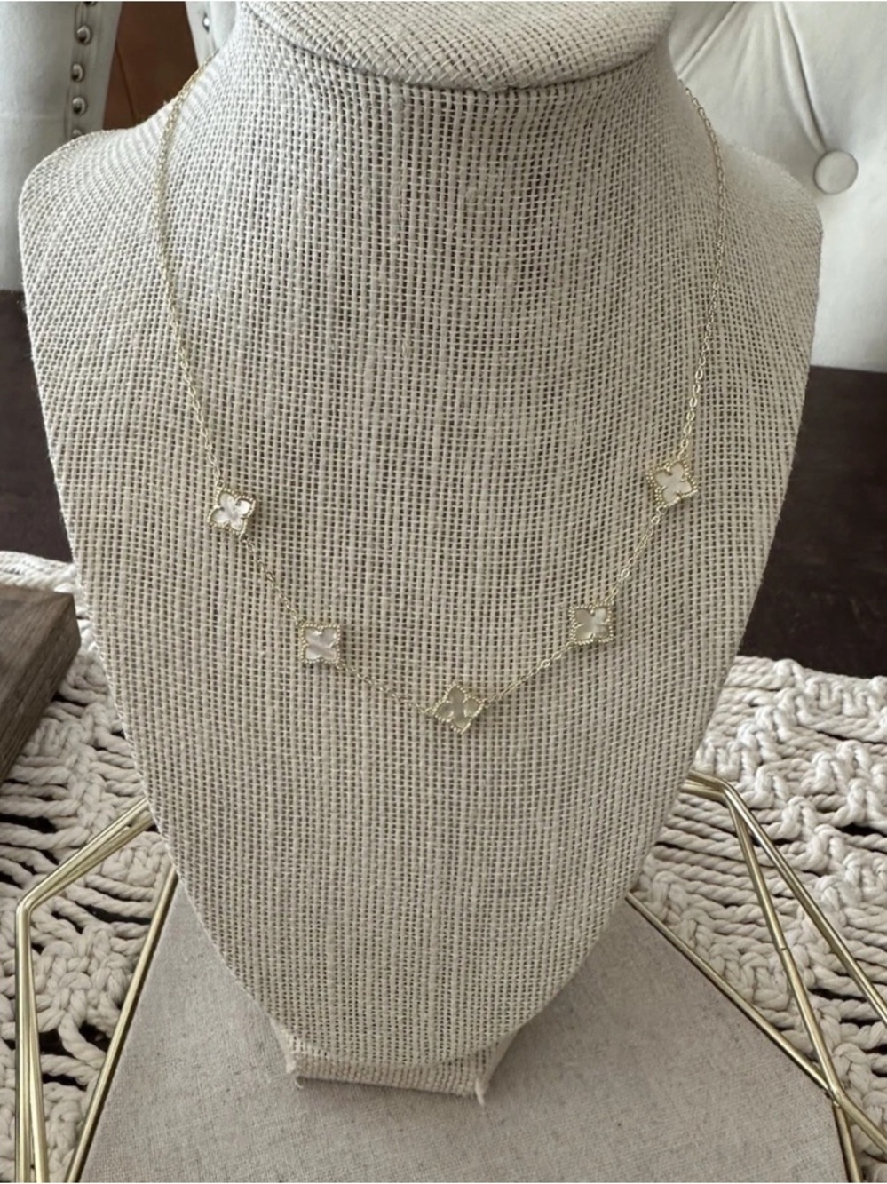 Adornia Mother of Pearl Station Necklace - New in Pouch